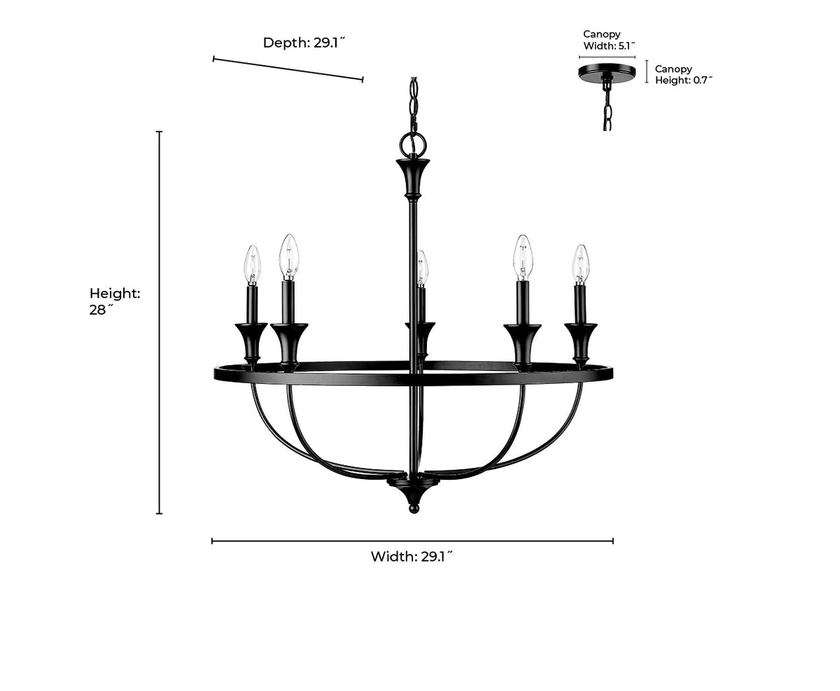 28'' Emery Brushed Nickel 5 Light Chandelier