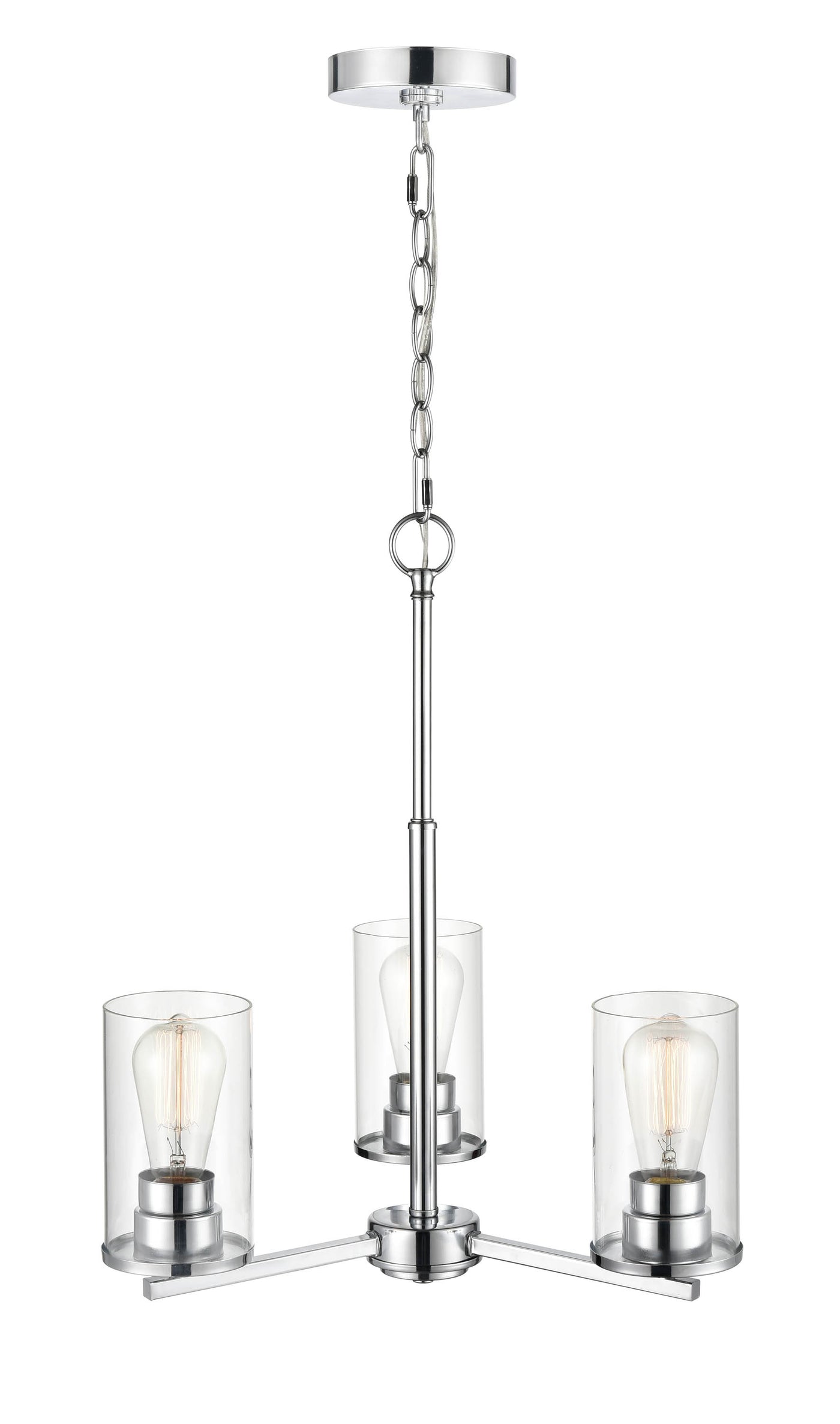 19-inch Verlana Chrome 3-Light Clear Glass Chandelier