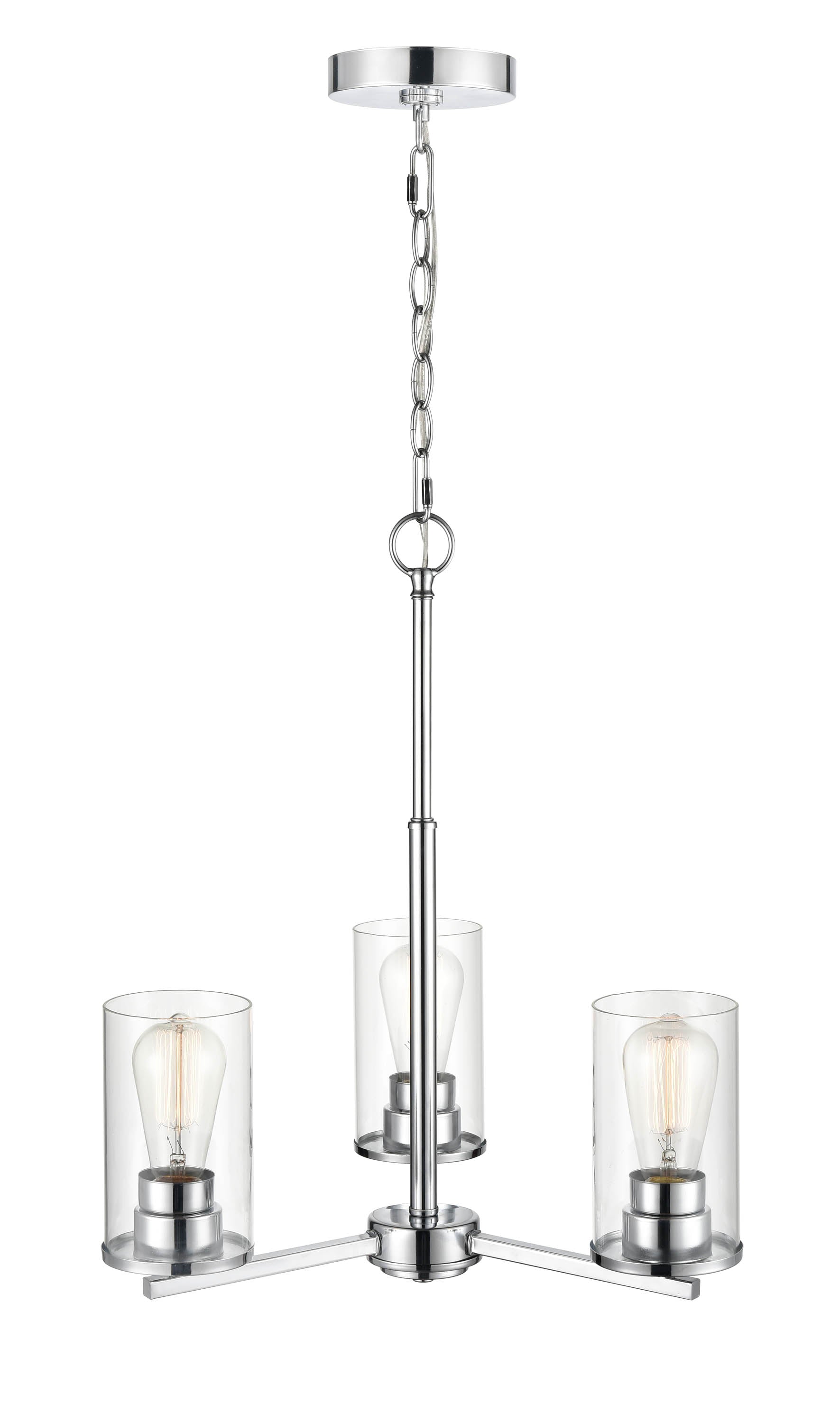 19-inch Verlana Chrome 3-Light Clear Glass Chandelier