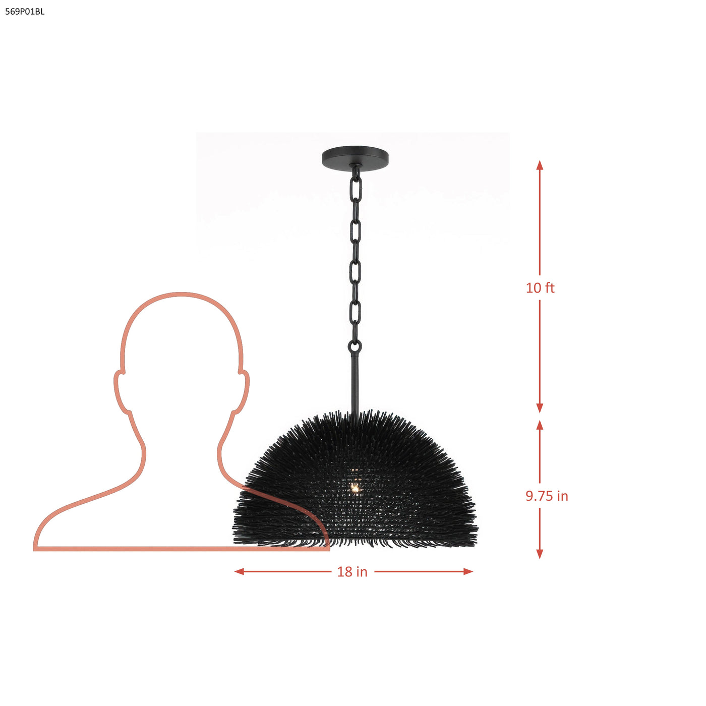 Urchin 1 Light Dome Pendant