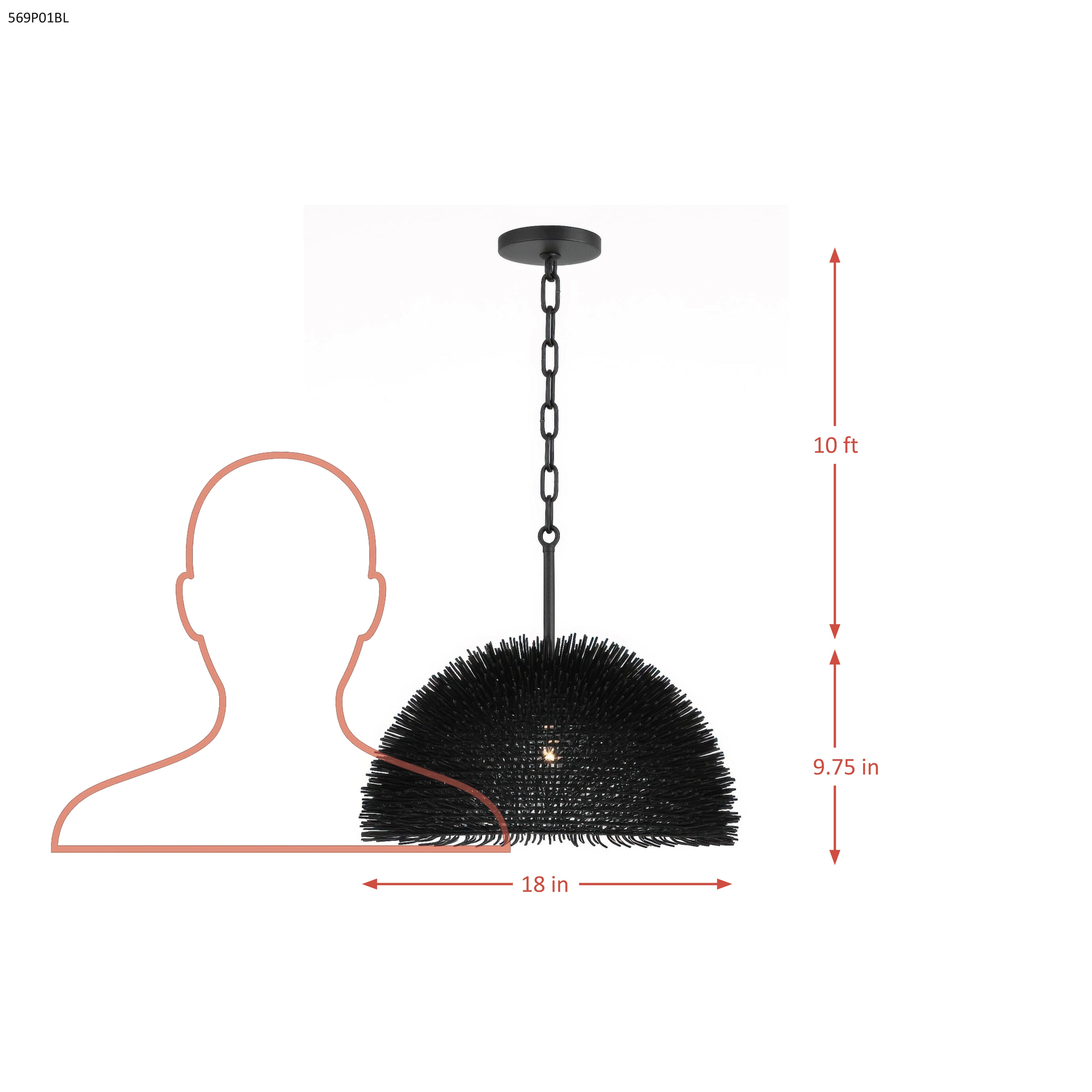 Urchin 1 Light Dome Pendant