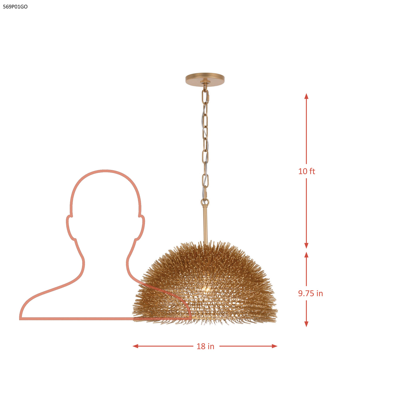 Urchin 1 Light Dome Pendant