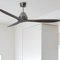 56 Inch DC WiFi Indoor Outdoor Smart Fan in Brushed Chrome with Koa Blades