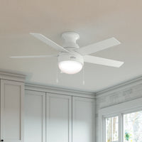 46 inch Anslee Fresh White Low Profile Ceiling Fan with LED Light Kit and Pull Chain