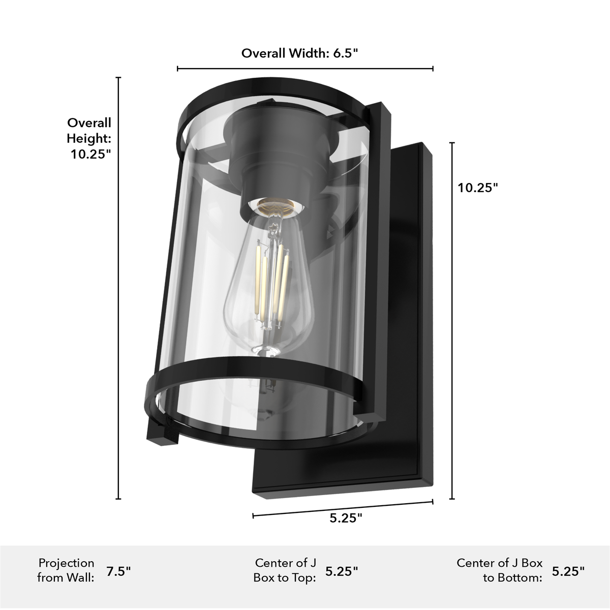 Astwood 10.25-inch 1-light Matte Black Wall Sconce with Clear Glass