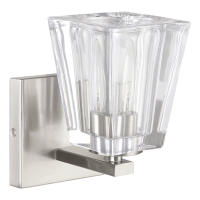 Valentin 4-inch 1-light Brushed Nickel Vanity Light with Clear Pressed Glass Shade