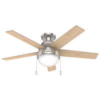 46 inch Anslee Brushed Nickel Low Profile Ceiling Fan with LED Light Kit and Pull Chain