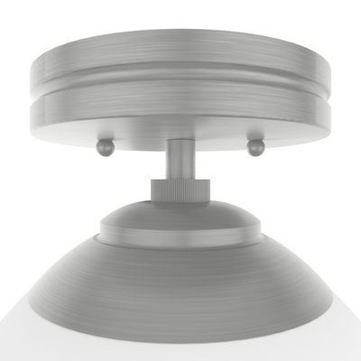 Hepburn 8-inch 1-light Brushed Nickel Semi-Flush Mount with Cased White Glass