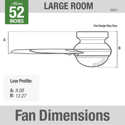 52 inch Dempsey Brushed Nickel Low Profile Ceiling Fan with LED Light Kit and Handheld Remote