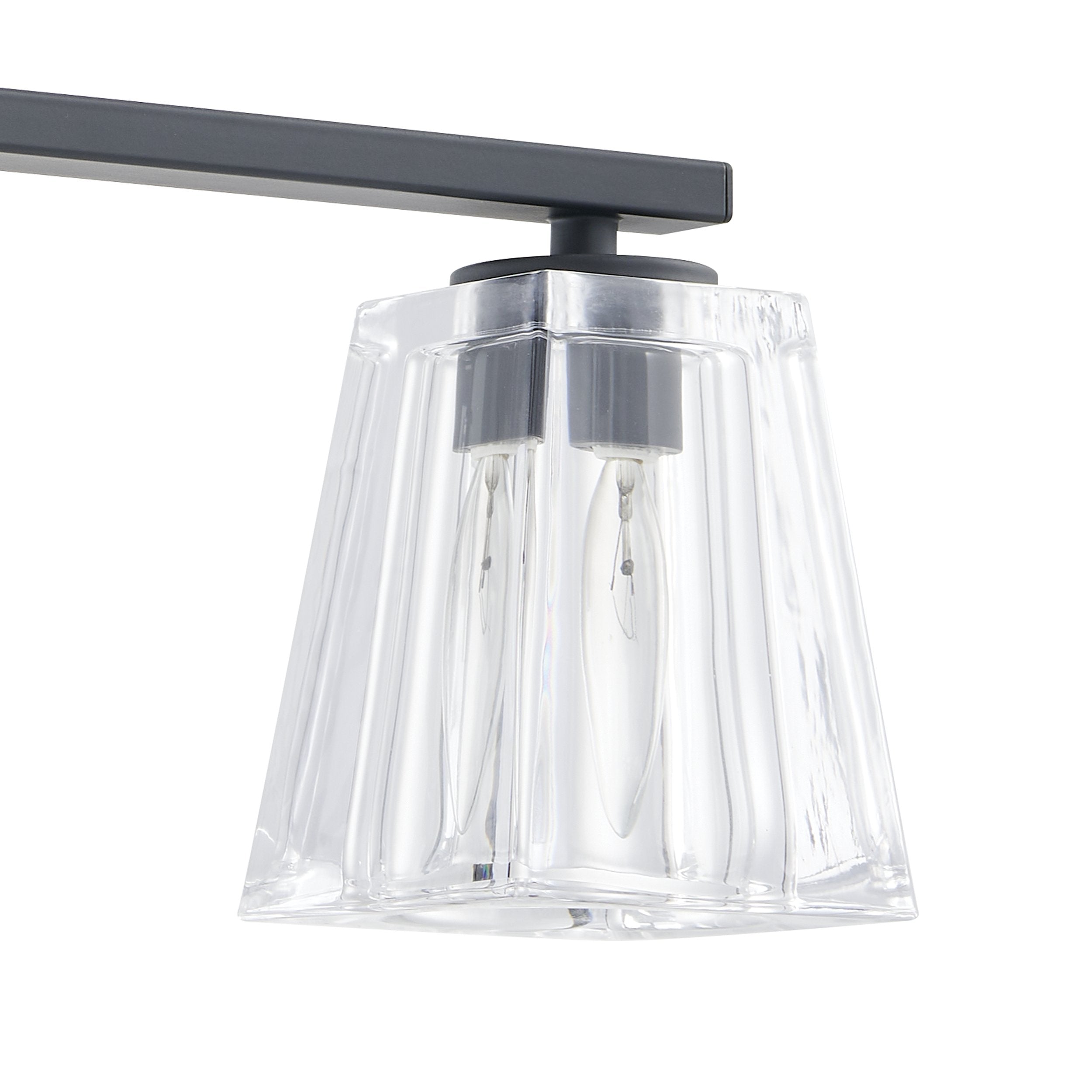 Valentin 24-inch 3-light Matte Black Vanity Light with Clear Pressed Glass Shades