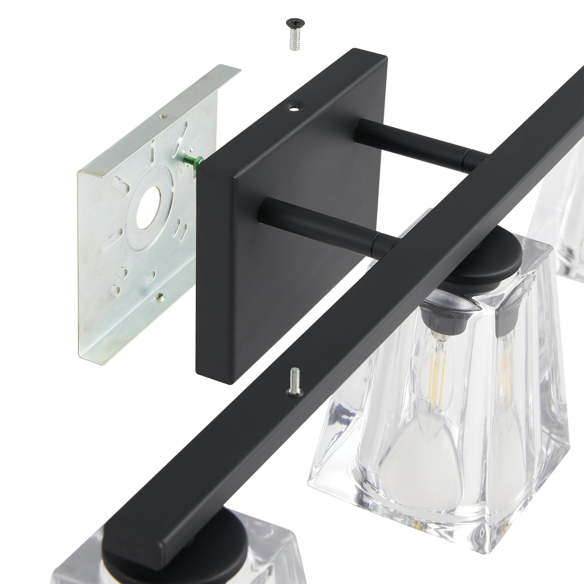 Valentin 24-inch 3-light Matte Black Vanity Light with Clear Pressed Glass Shades