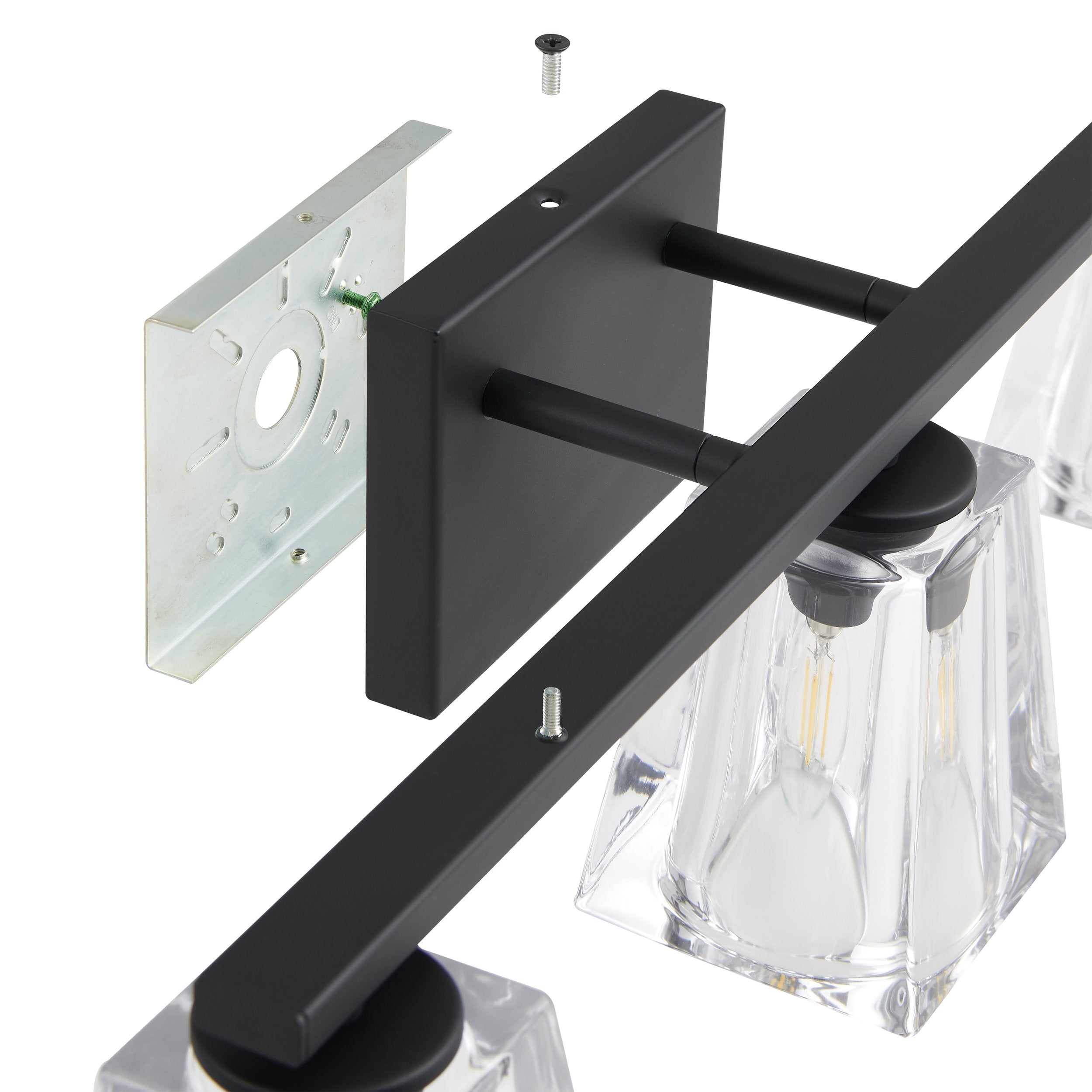 Valentin 24-inch 3-light Matte Black Vanity Light with Clear Pressed Glass Shades