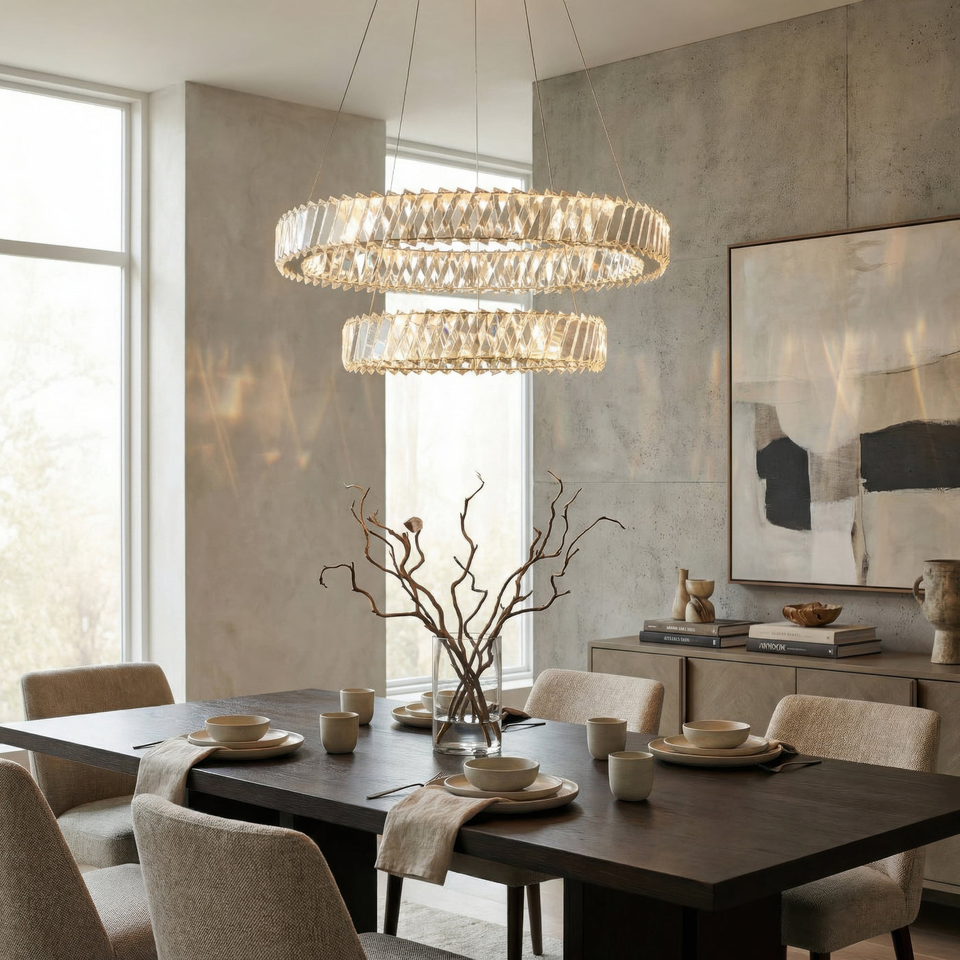 Golden Ratio 24 in Two Tier LED Crystal Pendant