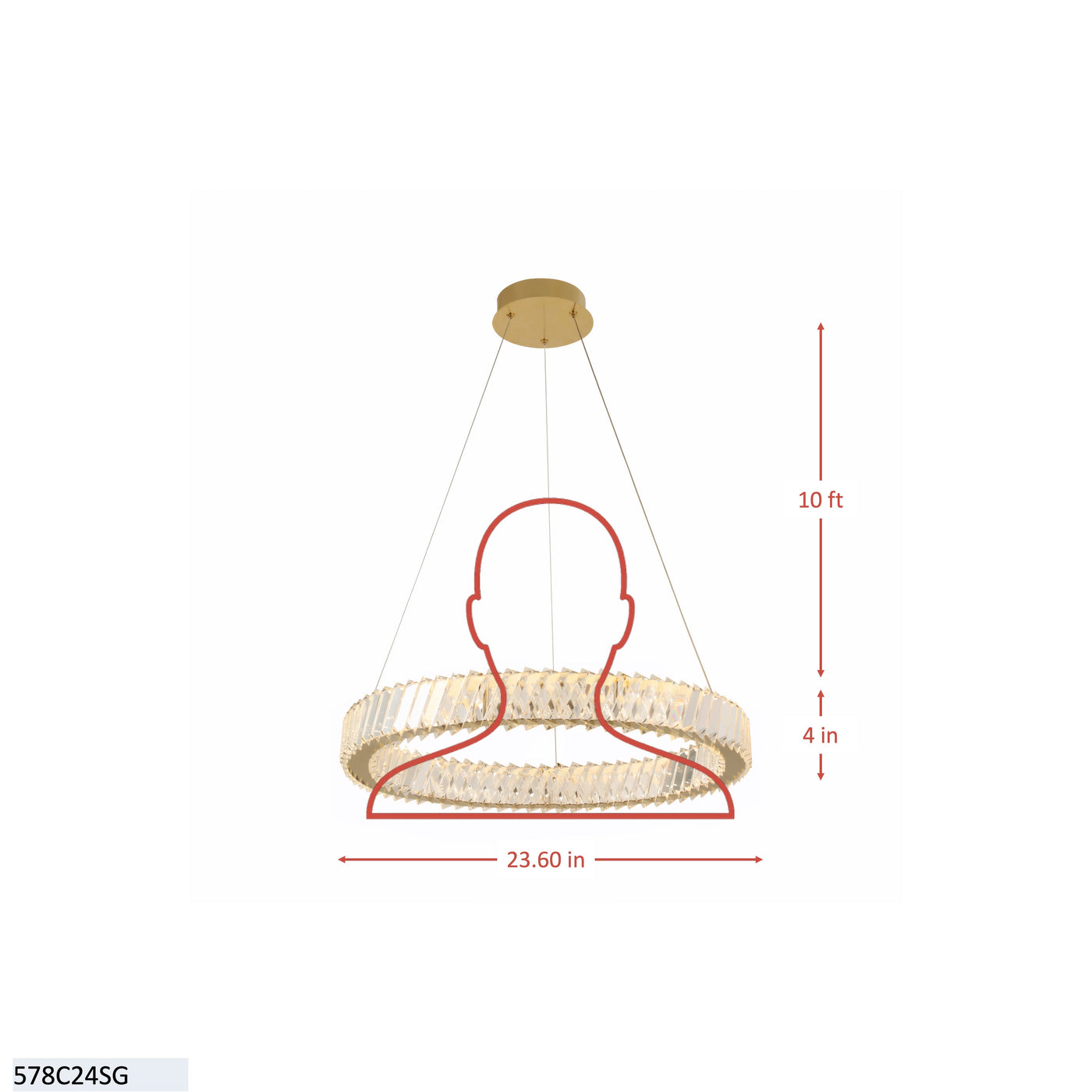 Golden Ratio 24 in LED Crystal Pendant