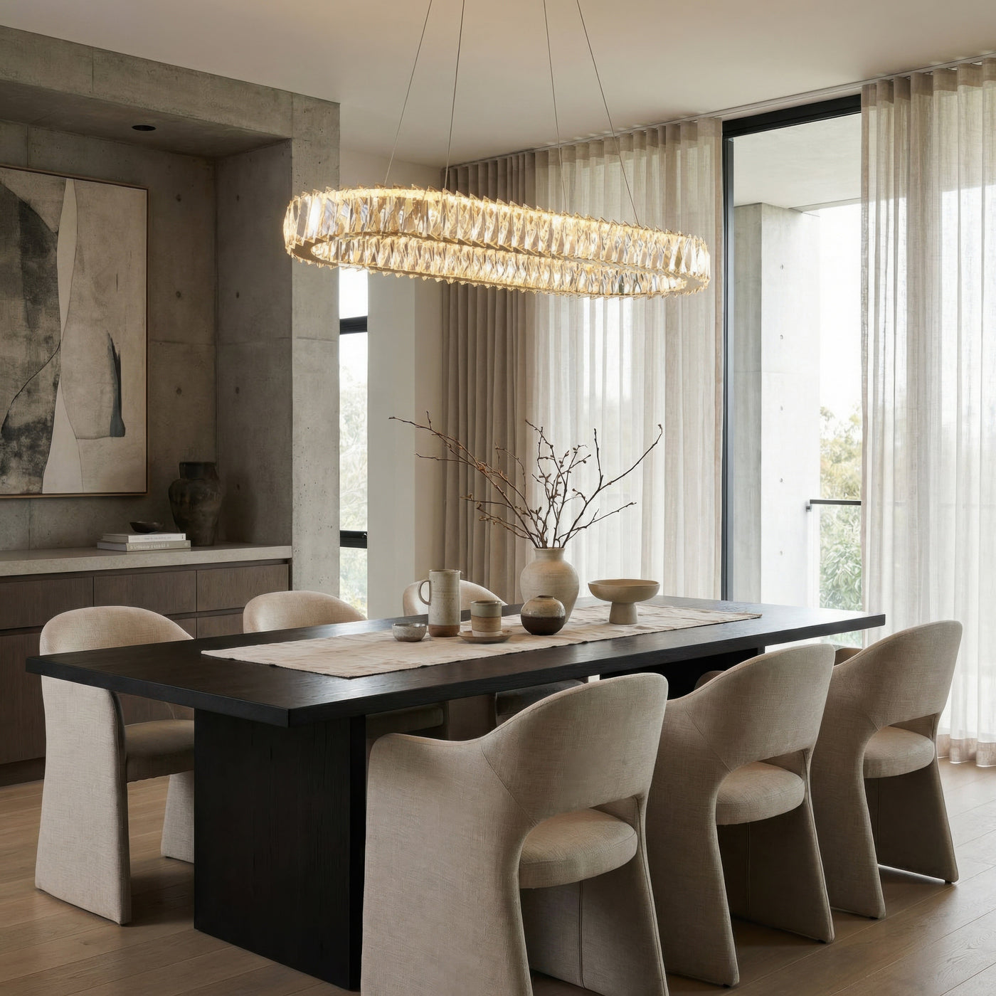 Golden Ratio 33 in Oval LED Crustal Pendant