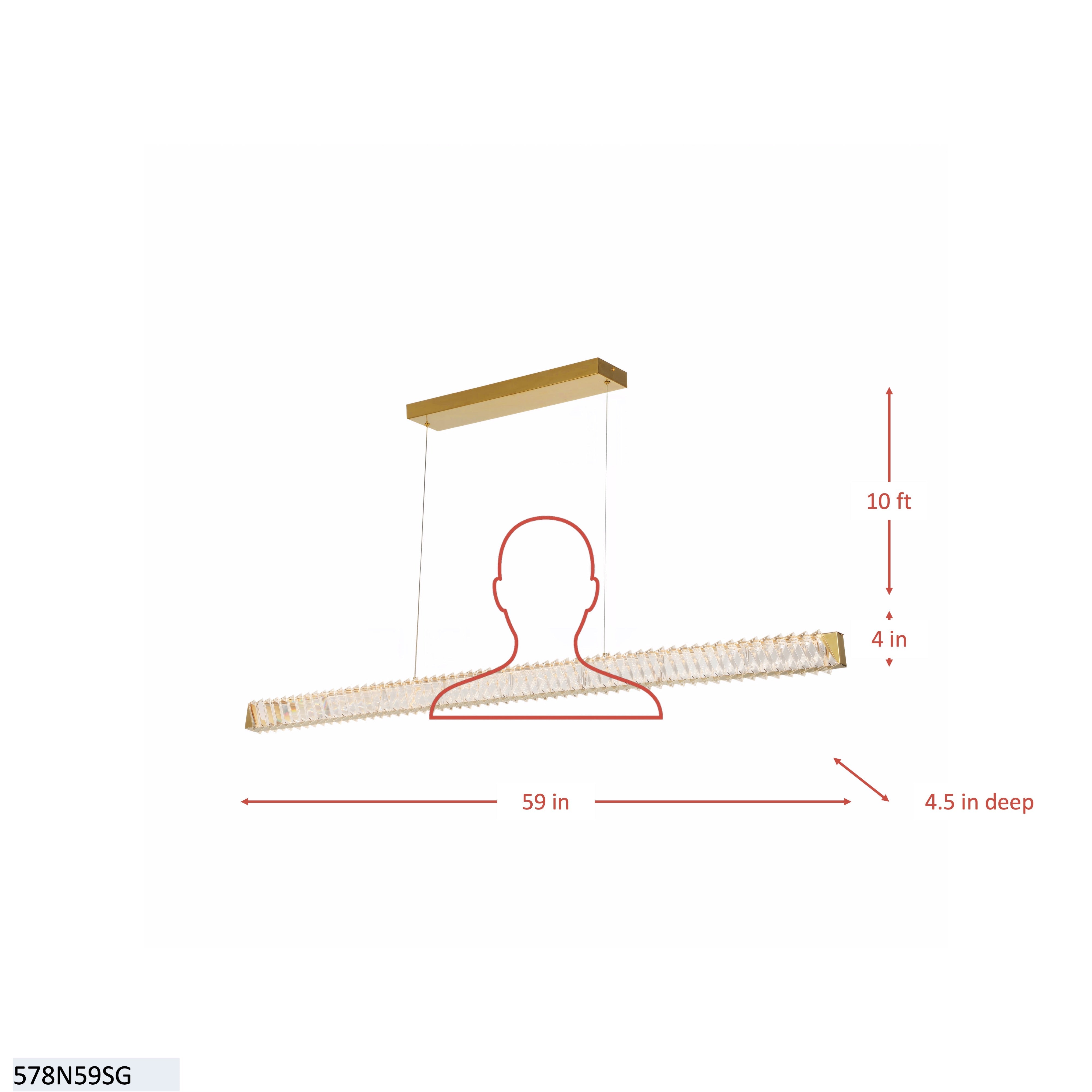 Golden Ratio 59 in LED Crystal Linear Pendant