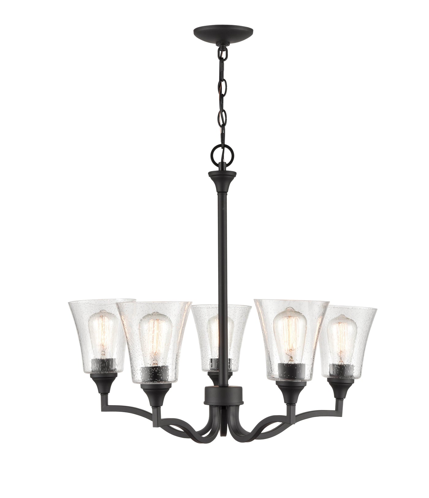 24'' Caily Matte Black 5 Light Chandelier
