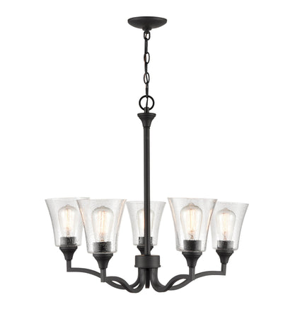 24'' Caily Matte Black 5 Light Chandelier