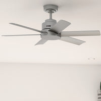 44 inch Kennicott Matte Silver Damp Rated Ceiling Fan and Wall Control