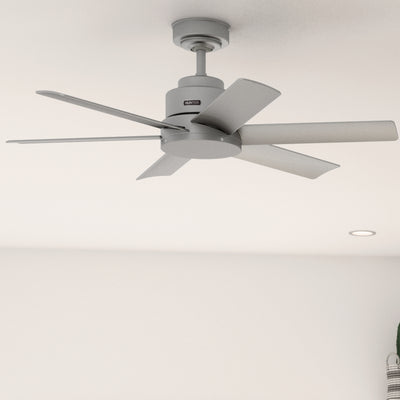 44 inch Kennicott Matte Silver Damp Rated Ceiling Fan and Wall Control