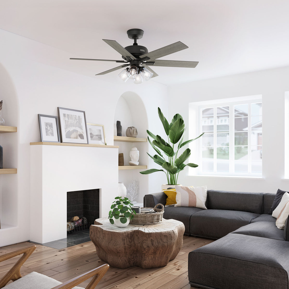 52 inch Fonthill ENERGY STAR® HunterExpress Matte Black Ceiling Fan with LED Light Kit and Handheld Remote