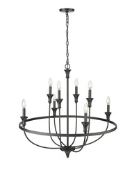 34'' Emery Matte Black 8 Light Chandelier