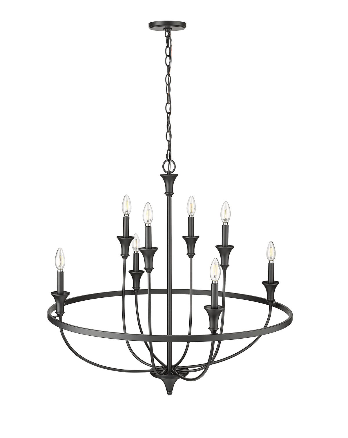 34'' Emery Matte Black 8 Light Chandelier