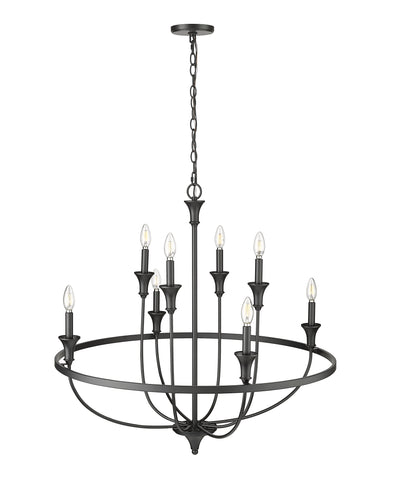 34'' Emery Matte Black 8 Light Chandelier
