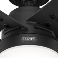 52 inch Sea Point Matte Black WeatherMax Indoor / Outdoor Ceiling Fan with LED Light Kit and Pull Chain