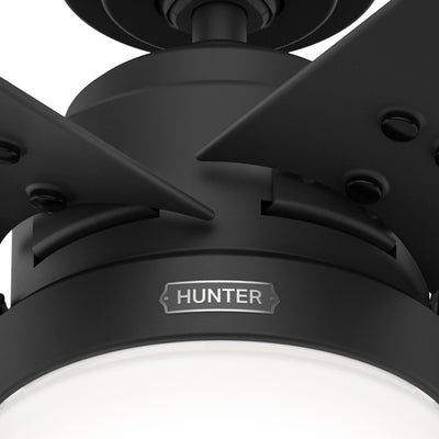 52 inch Sea Point Matte Black WeatherMax Indoor / Outdoor Ceiling Fan with LED Light Kit and Pull Chain