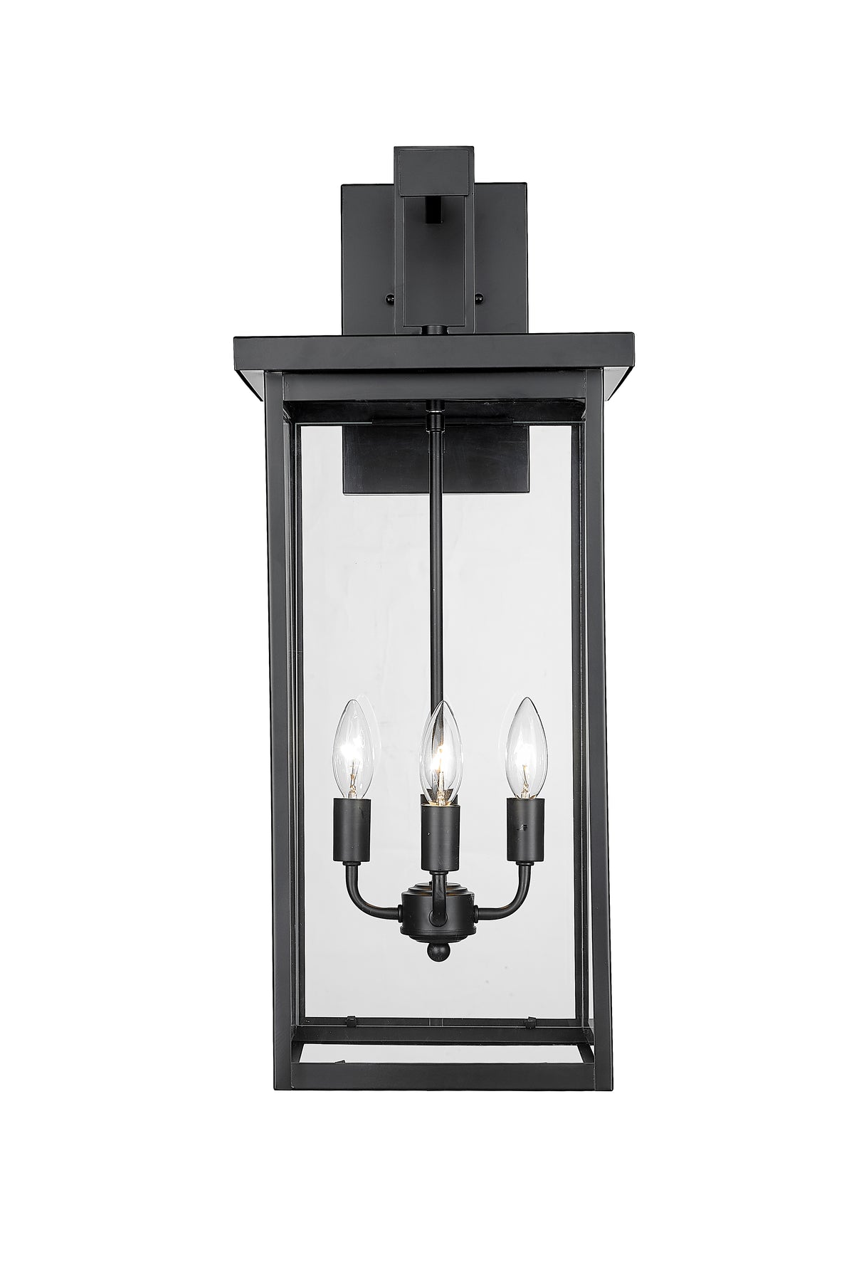 27-inch Barkeley Powder Coated Black 4-Light Outdoor Wall Sconce with Clear Glass