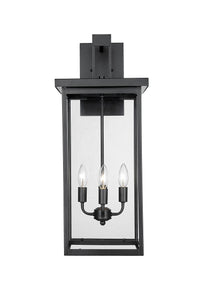 27-inch Barkeley Powder Coated Black 4-Light Outdoor Wall Sconce with Clear Glass