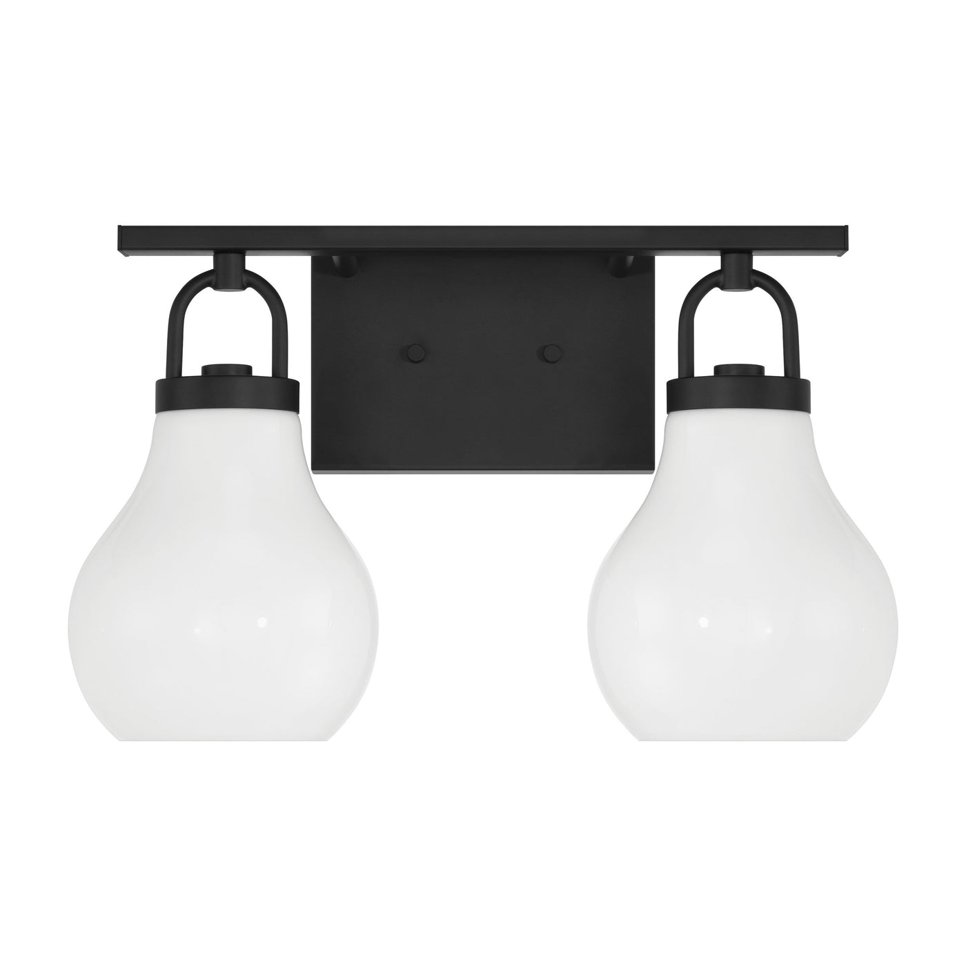 Mansfield 16-inch 2-light Matte Black Vanity Light with Opal Glass Shades
