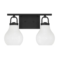 Mansfield 16-inch 2-light Matte Black Vanity Light with Opal Glass Shades