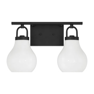 Mansfield 16-inch 2-light Matte Black Vanity Light with Opal Glass Shades