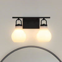 Mansfield 16-inch 2-light Matte Black Vanity Light with Opal Glass Shades