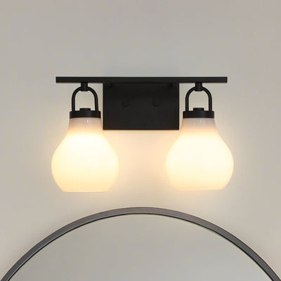 Mansfield 16-inch 2-light Matte Black Vanity Light with Opal Glass Shades