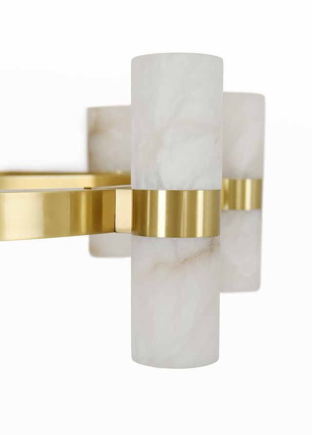 Luella 16 Light Brass Chandelier with Alabaster Shades