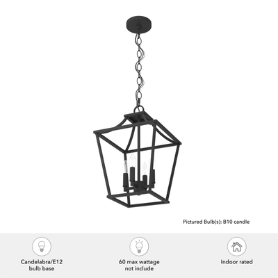 Laurel Ridge 12-inch 4-light Natural Black Iron Lantern Pendant