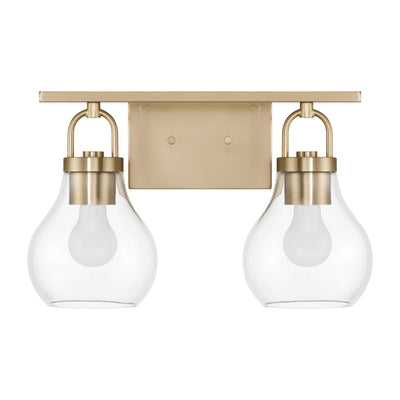 Mansfield 16-inch 2-light Champagne Gold Vanity Light with Clear Glass Shades
