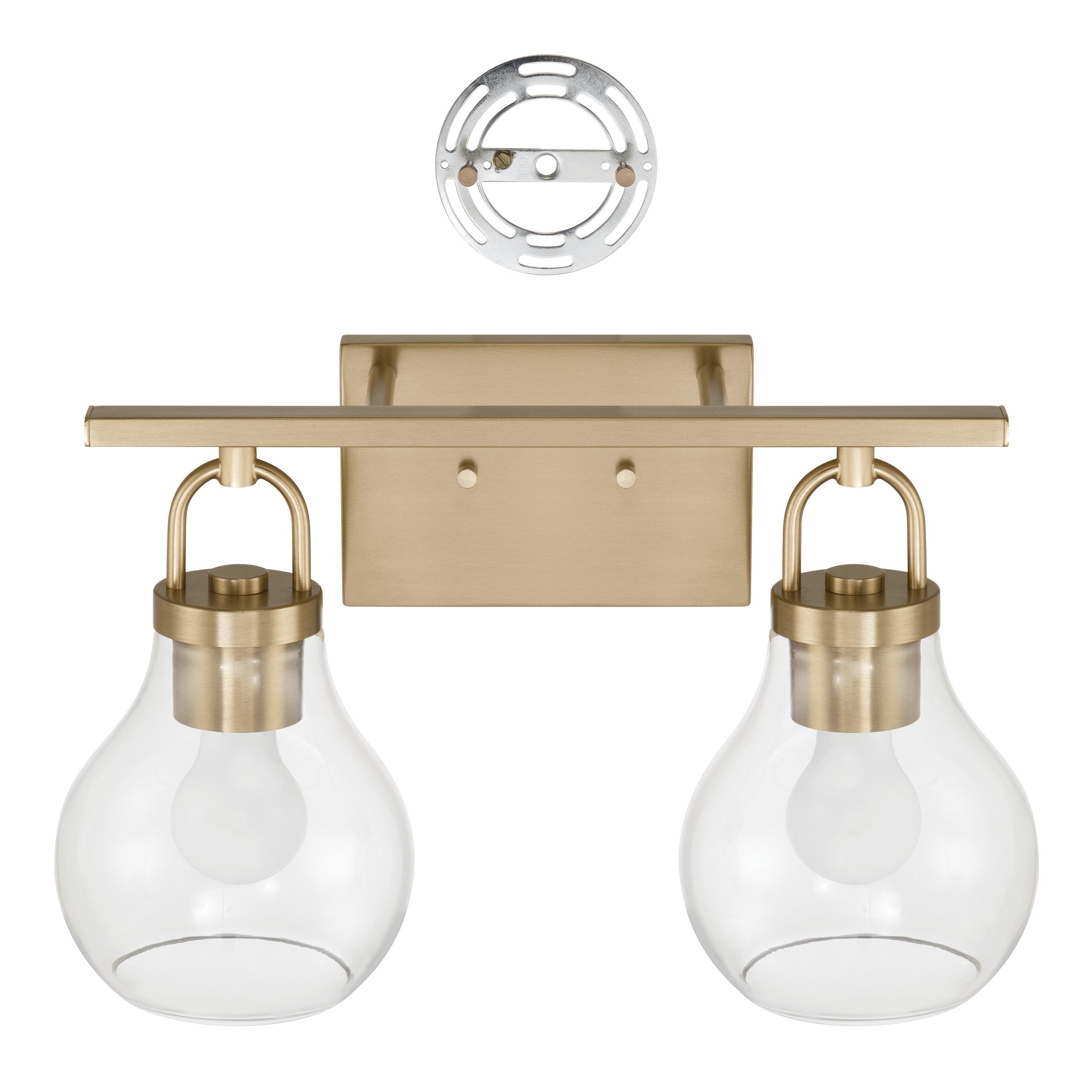 Mansfield 16-inch 2-light Champagne Gold Vanity Light with Clear Glass Shades