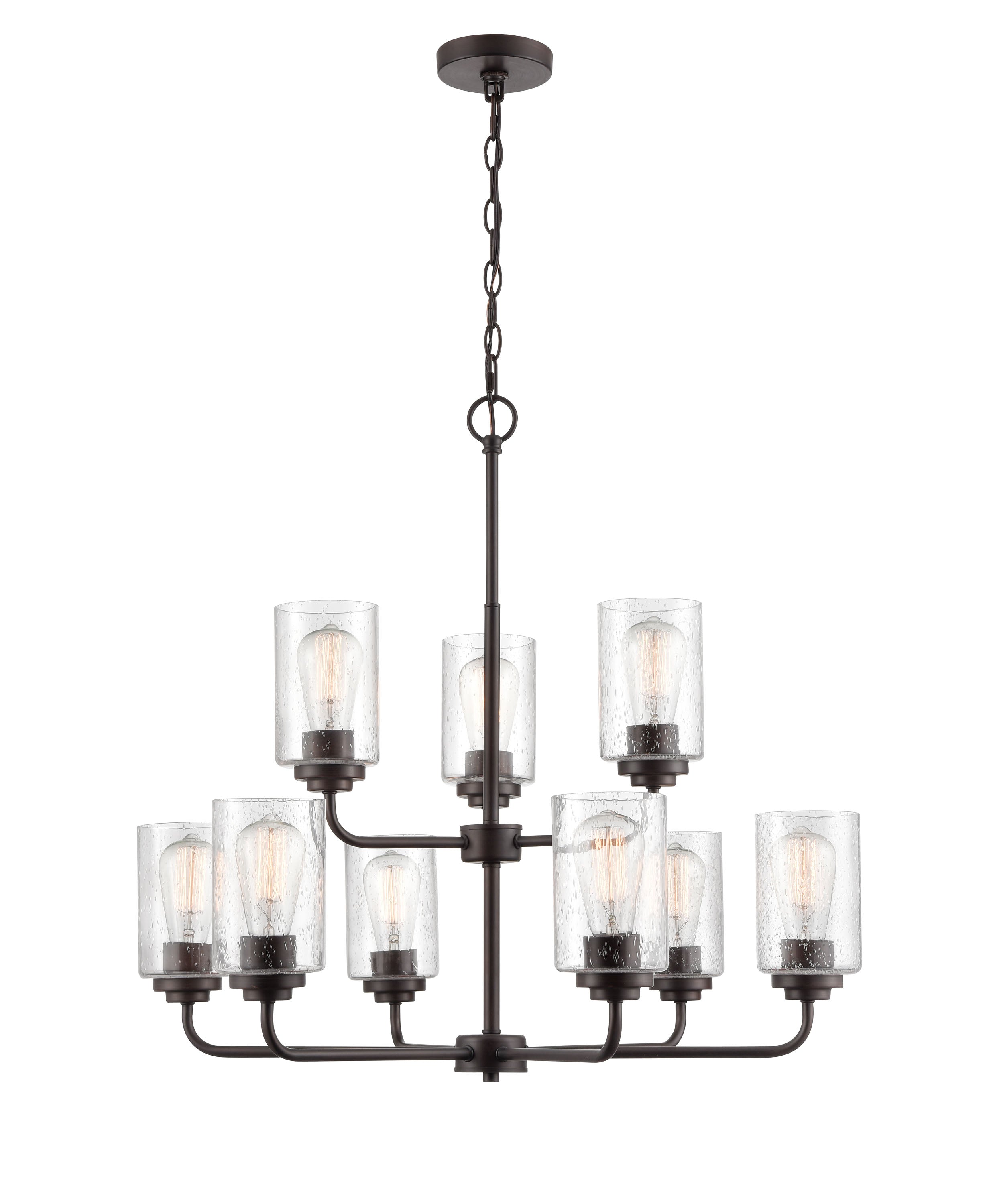 26.75'' Moven Rubbed Bronze 9 Light Chandelier