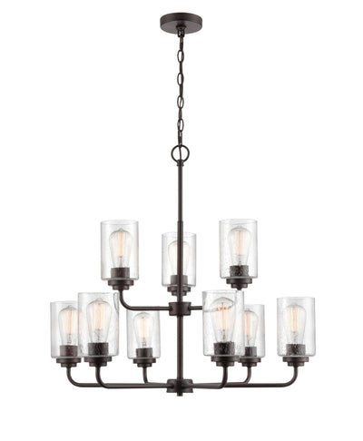 26.75'' Moven Rubbed Bronze 9 Light Chandelier