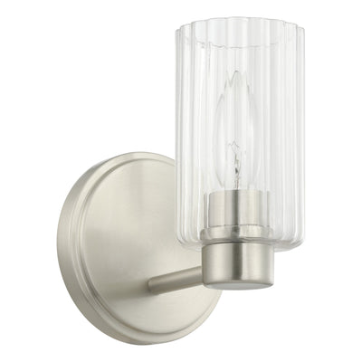 Bedminster 5-inch 1-light Brushed Nickel Vanity Light with Clear Ribbed Glass Shade