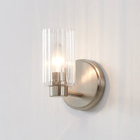 Bedminster 5-inch 1-light Brushed Nickel Vanity Light with Clear Ribbed Glass Shade