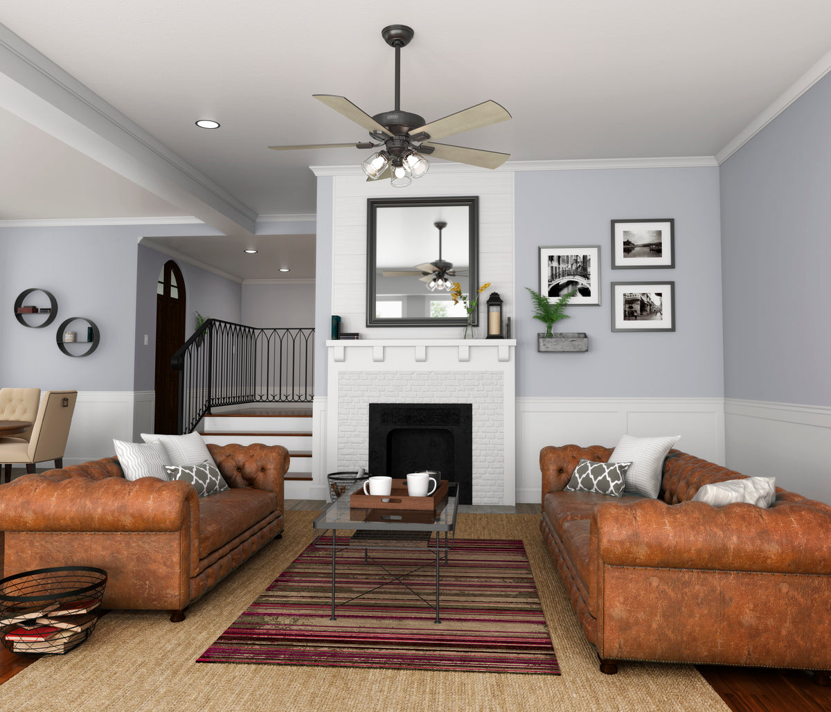 52 inch Crestfield Noble Bronze Ceiling Fan with LED Light Kit and Handheld Remote