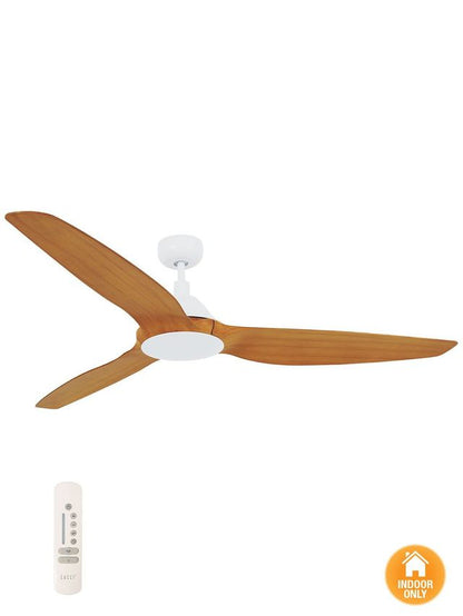 60 Inch DC White Ceiling Fan in White and Teak with Remote