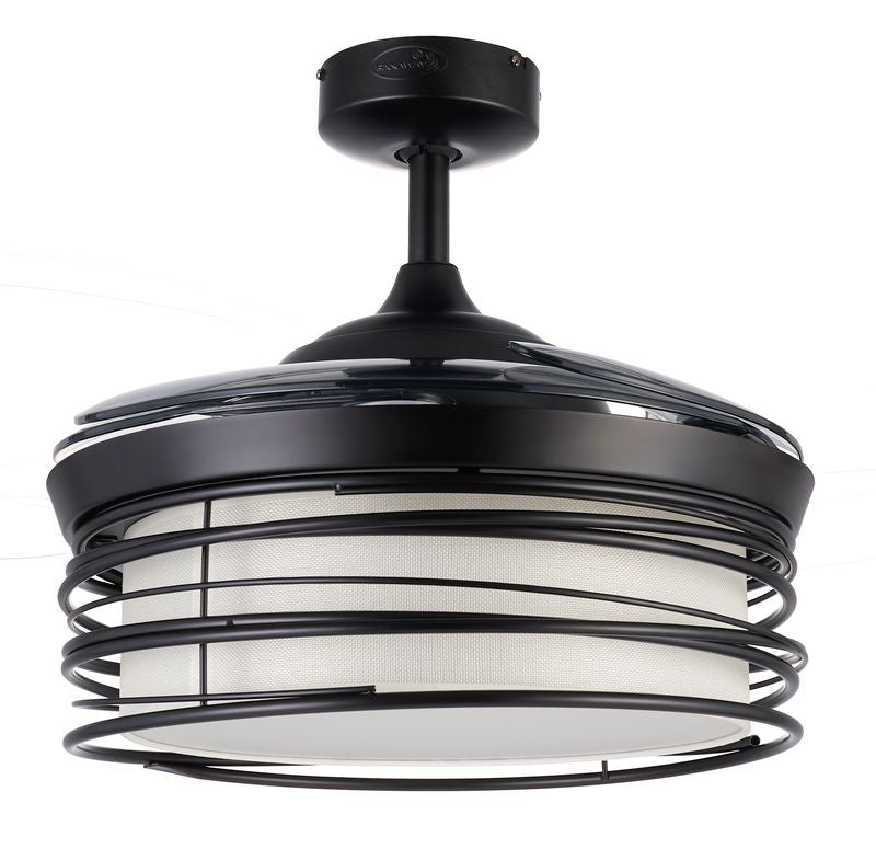 Luna 48 Inch 1 Light Color Adjustable Fan in Black with Retractable Blades