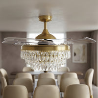 48 Inch Gold Retractable Blade Ceiling Fan