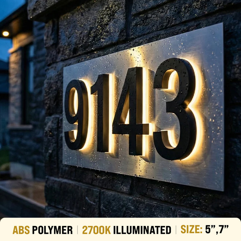 Illuminated address numbers in ABS polymer 2700K